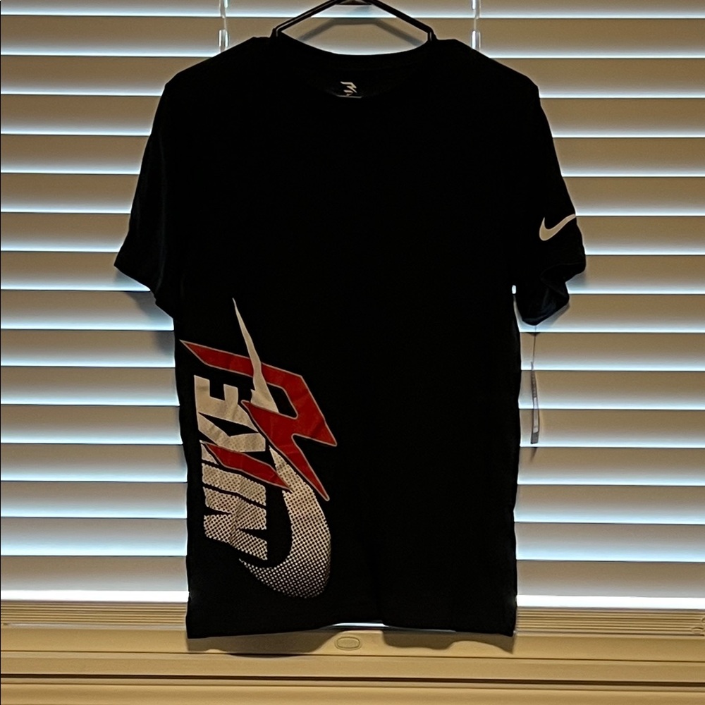 NWT. Nike Black Tee with Red and White Graphic